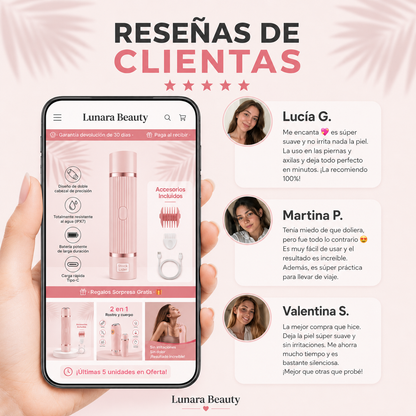 Depiladora Multifuncional 2 en 1: Piel Suave al Instante, Sin Dolor y Sin Irritación