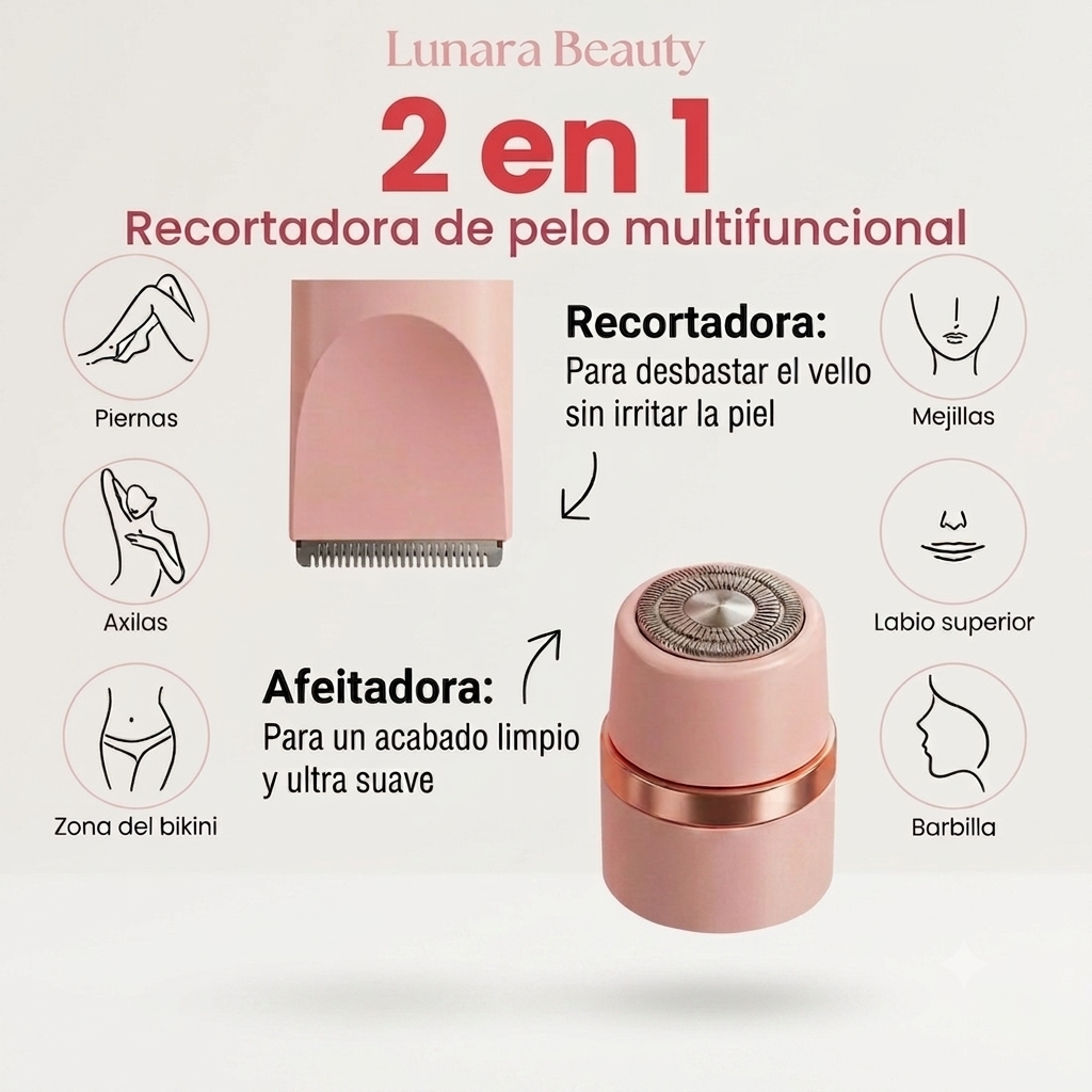 Depiladora Multifuncional 2 en 1: Piel Suave al Instante, Sin Dolor y Sin Irritación